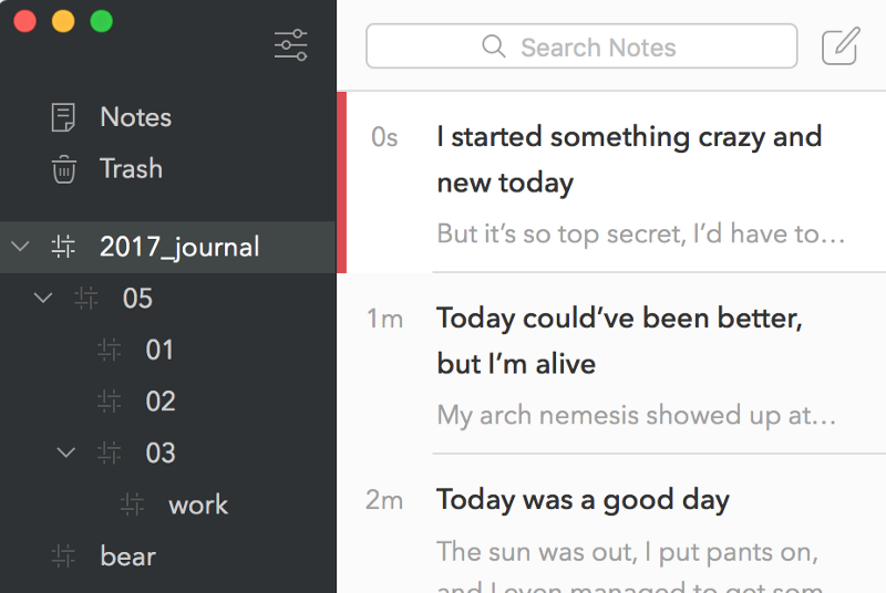 Bear Tips: Organize notes with tags and infinite nested tags