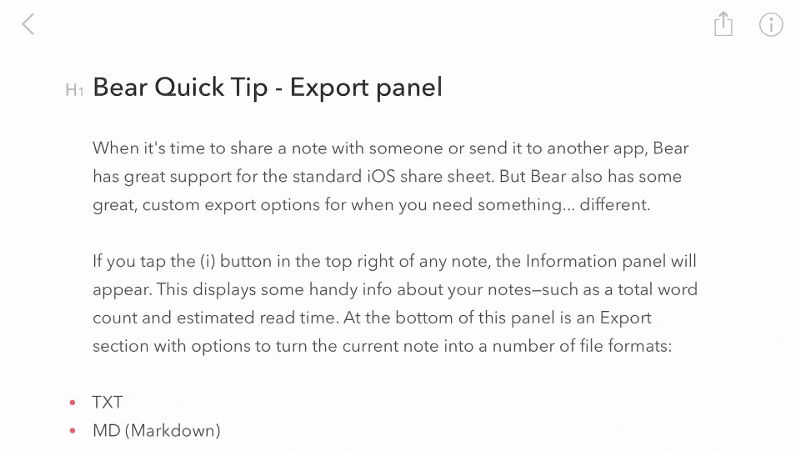 Bear Tips: How to export one, some, or all notes to a variety of formats
