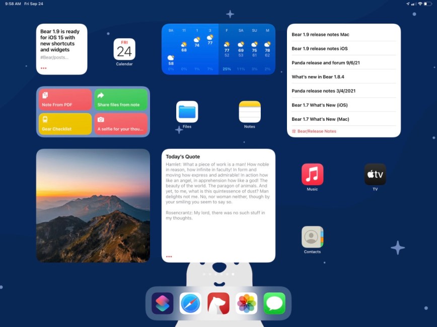 Bear 1.9 is ready for iOS 15 with new shortcuts and widgets