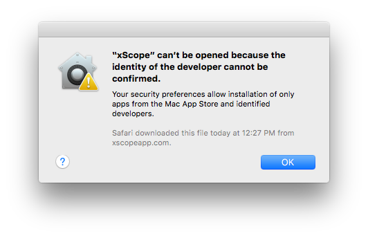 xScope download blocked by Gatekeeper