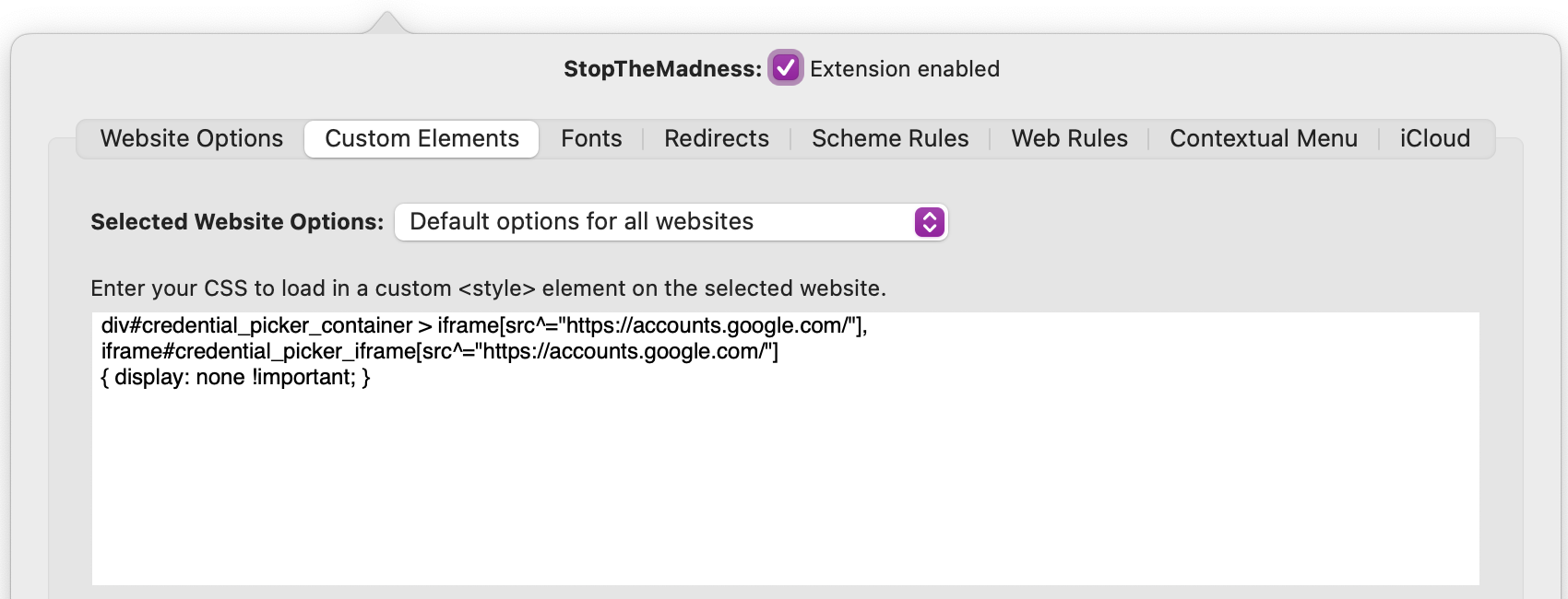StopTheMadness Custom Elements